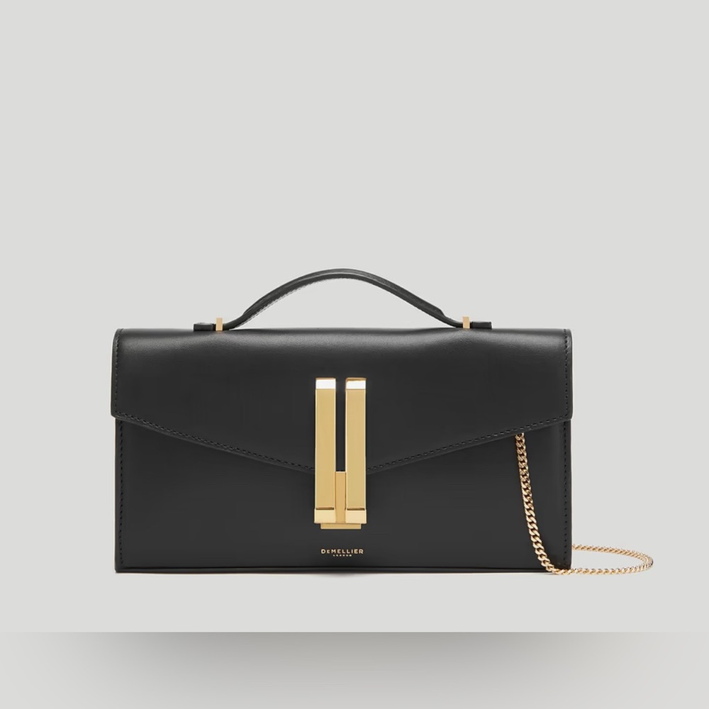 Demellier London The Vancouver Clutch- Black Smooth